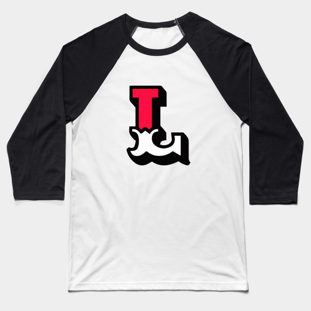 Monogram L - Alphabet Scrapbooking Red/White Circus Style Baseball T-Shirt by RetroGeek